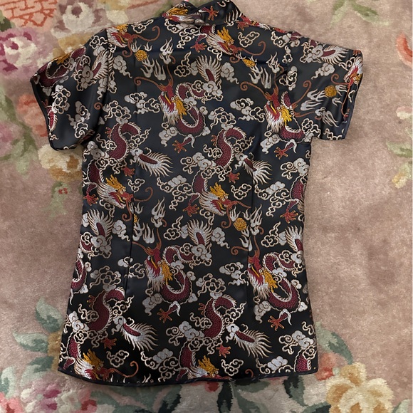 Black Chinese Cheongsam Qipao top 32 - Picture 2 of 3